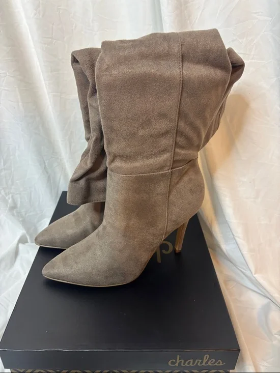 Charles by Charles David Taupe Microsuede Knee Boot (Daya) - Picture 3 of 11